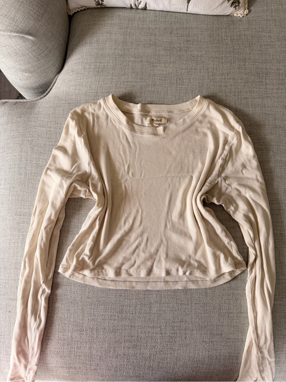Madewell Cream Long-Sleeve Crewneck Tee